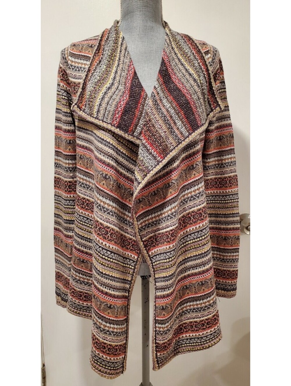 Monsoon London Size Small Fair Isle Pattern Open Front Cardigan